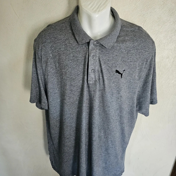 PUMA Grey Essential Short Sleeve Polo Shirt Athletic Casual Size Men's XXL - Picture 5 of 10